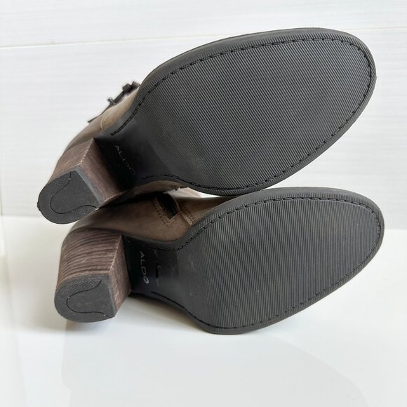 Aldo Brown Leather Ankle Boots Womens Size 8 Wrap Detail - Picture 8 of 9